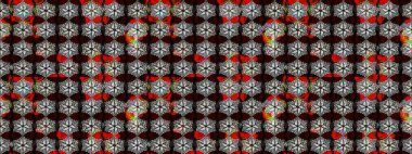 Siyah ve kahverengi çiçekli eskiz deseni, suluboya çiçek deseni, sevimli çiçek, duvar kağıdı, kart veya kumaş için fayanslı. Raster - stok.