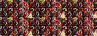 Küçük çiçekteki sevimli çiçek deseni. Birçok siyah ve kahverengi soyut çiçekli tropikal eskiz deseni. Varicoloblack ve kahverengi raster çizimi.