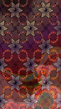Colour Summer Theme seamless pattern Background. Flowers on brown and purple colors. Cute flower raster pattern. Flat Flower Elements Design.
