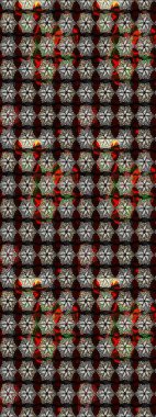 Siyah ve kahverengi renkte çiçekler. Hediye ambalaj kağıdı, tebrik kartları, posterler ve pankart tasarımı. Raster düz çiçek çizim deseni.