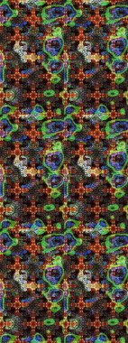 Üzerinde gelincikler ve vadi zambakları olan renkli çiçek desenli nakış deseni. Tekstil tasarımı için geleneksel Raster çiçek buketi kahverengi ve siyah renkler.