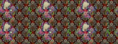 Raster deseni. Küçük çiçekte güzel bir çiçek deseni var. Çiçekli çiçek deseni, suluboya..