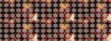 Raster illüstrasyonu. Moda arka planında parlak buketler. Sevimli, pürüzsüz desenli, küçük çiçekli, klasik tarzda. Kumaş, duvar kâğıdı ve kağıda yazdırmak için gelişen arkaplan.