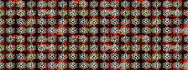 Çiçekli karalama şeklinde Raster çiçek deseni. Siyah ve kahverengi renkte çiçekler. Yumuşak, bahar çiçekli arka plan.