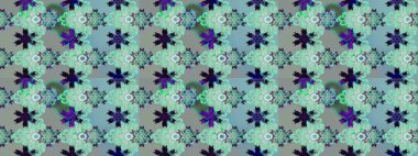Çiçek mavisi ve nötr dikişsiz desen. Raster çiçek izi. Raster Yumuşak kumaş deseni. Klasik taslak çizimi.