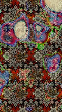 Düz Çiçek Elementleri Tasarımı. Renkli Bahar Teması eskiz kalıbı. Çiçek deseni. Raster çizimi. Güzel kumaş deseni..