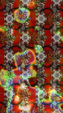 Kahverengi ve kırmızı renkte çiçekler. Renkli Bahar Teması eskiz kalıbı. Raster illüstrasyonundaki çiçek desenli çizim. Düz Çiçek Elementleri Tasarımı.