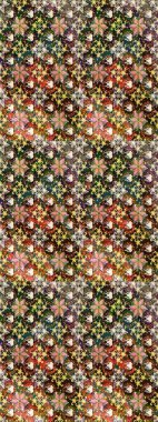 Çiçekli kahverengi ve bej çizim desenli. Raster çiçek izi. Klasik taslak çizimi.