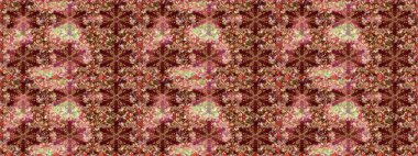Raster illüstrasyonu. Kahverengi ve kırmızı renklerde bahar çiçekleri. Çiçek ve yapraklı karalama şeklinde Raster çiçek deseni.