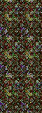 Flowers on green and brown colors. Raster floral pattern in doodle style with flowers. Gentle, nice floral background.