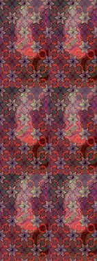 Kahverengi ve mor renkli çiçekler. Renkli Bahar Temalı Kusursuz Arkaplan. Düz Çiçek Elementleri Tasarımı. Çiçekli, suluboya desenli kusursuz çiçek deseni. Raster illüstrasyonu.