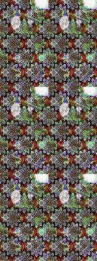 Renkli Yaz Temalı eskiz kalıbı. Sevimli çiçek raster deseni. Gri ve kahverengi renkli çiçekler. Düz Çiçek Elementleri Tasarımı.