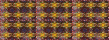 Düz Çiçek Elementleri Tasarımı. Raster illüstrasyonu. Renkli Bahar Temalı Kusursuz Arkaplan. Güzel kumaş deseni. Kusursuz çiçek deseni. Asya tekstil tarzında.