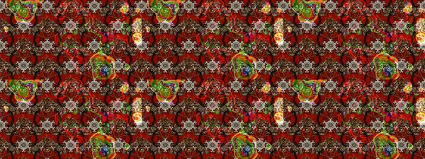 Kahverengi ve kırmızı renkte kahverengi ve kırmızı papatya deseni. Kahverengi ve kırmızı renklerde. Raster illüstrasyonu.