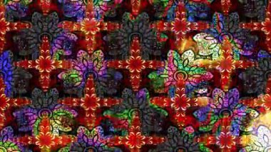 Renkli unsurlarla hareketli arka plan görüntüleri. Çiçekler. Eski model. Bayrak tarzı. Video kaydı. Şablon. Döngü. Kusursuz.. 