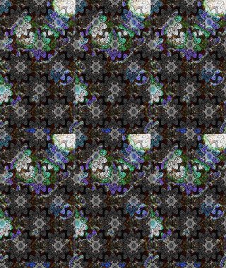 Çizim çiçek deseni duvar kâğıdı olarak kullanılabilir. Raster illüstrasyonu. Gri renkli çiçekler.