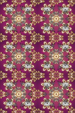 Noel 2019, kar tanesi, yeni yıl. Altın elemanları ile bir renk üzerinde Vintage seamless modeli.