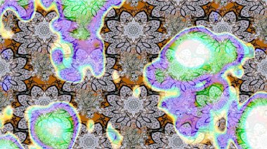 Patlayan çiçekler soyut olarak yerleştirilmiş. Tarafsız ve gri renklerde bahar çiçekleri. Raster deseni. Raster illüstrasyonu.