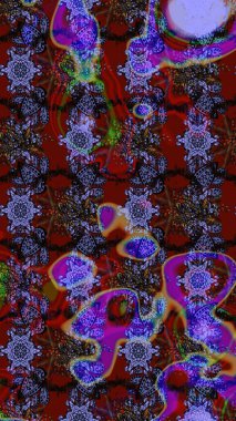 Elegant raster texture with floral elements. Abstract sketch pattern on brown and violet colors with bright flowers. Cute floral pattern in the small flower.