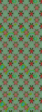 Çiçek desenli çizim. Güzel kumaş deseni. Asya tekstil tarzında. Raster illüstrasyonu. Düz Çiçek Elementleri Tasarımı. Renkli Bahar Teması çizim şablonu.