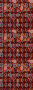 Raster pattern. Brown and red hand drawn pattern. Doodle flowers sketch pattern. Art inspibrown and red style flowers and leaves background.