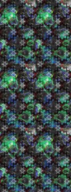 Raster illüstrasyonundaki çiçek desenli çizim. Suluboya tarzında gri ve siyah renkte çiçekler.