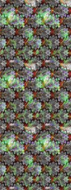 Düz Çiçek Elementleri Tasarımı. Renkli Bahar Teması eskiz kalıbı. Gri ve nötr renkte çiçekler. Raster illüstrasyonunda çiçek deseni çizimi.