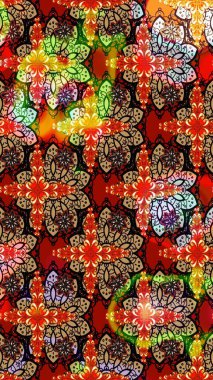 Düz Çiçek Elementleri Tasarımı. Renkli Bahar Teması eskiz kalıbı. Raster Şirin kumaş deseni. Eskiz klasiği.