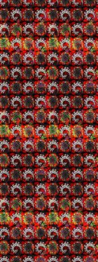 Sketch Colour Spring Theme eskiz kalıbı. Siyah ve kırmızı renkte çiçekler. Düz Çiçek Elementleri Tasarımı. Sevimli çiçek raster deseni.