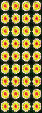 Renkli Bahar Temalı Kusursuz Arkaplan. Düz Çiçek Elementleri Tasarımı. Şirin çiçek elementleri. Kusursuz desenli, modaya uygun kumaş deseni. Raster illüstrasyonu.