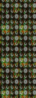 Kahverengi ve siyah renkli çiçekler. Şirin çiçek elementleri. Raster illüstrasyonu. Çizim.