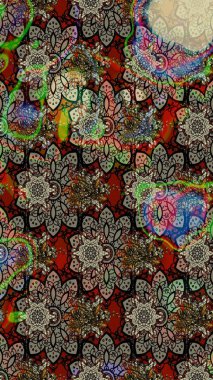 Gri ve kahverengi renkli yaz çiçekleri. Çiçekli karalama şeklinde Raster çiçek deseni. Raster illüstrasyonu.