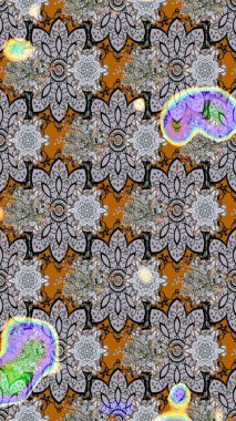 Şirin çiçek elementleri. Gri ve nötr renkte çiçekler. Robot resim. Raster illüstrasyonu.