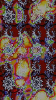 On gray and brown colors. Raster illustration. A pattern of gray and brown daisies on a gray and brown colors.