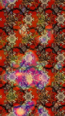 Sketch floral pattern with cute doodles flowers. Raster illustration. Raster illustration. Collection of hand drawn flowers and plants. In sketch style brown and red colors.