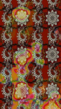 Suluboya, elle çizilmiş. Raster - stok. Vadinin çiçekleri kahverengi ve kırmızı renklerde. Taslak arkaplan deseni.