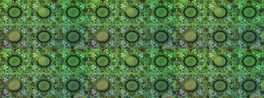 Raster illüstrasyonundaki çiçek desenli çizim. Yeşil ve gri renkte çiçekler.