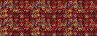 Soyut etnik raster çizim kalıbı. Arkaplan dokusu, duvar kağıdı, kahverengi ve kırmızı renkli çiçek teması. Kabile sanatı boho baskısı, klasik çiçek arkaplanı.