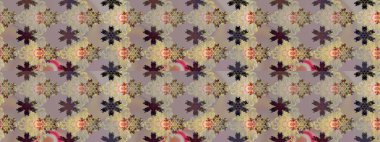 Gri ve bej renkli çiçekler. Raster illüstrasyonu. Renkli Bahar Temalı Kusursuz Arkaplan. Çiçekli, suluboya desenli kusursuz çiçek deseni. Düz Çiçek Elementleri Tasarımı.