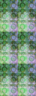 Kusursuz kraliyet lüksü, altın barok kumaş rengi. Altın antika ortaçağ dekoratifi, yapraklar ve yeşil ve nötr renklerde altın desenli süslemeleri olan pürüzsüz bir desen..