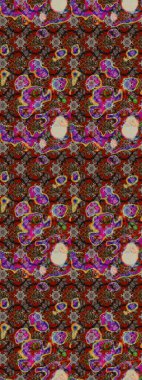 Çiçek deseni. Kahverengi ve kırmızı renkte çiçek çizimi. Şatafatlı bahar bahçesi dokusu. Raster illüstrasyonu. Kahverengi ve kırmızı renkte çiçekler.