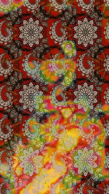 Raster Şirin kumaş deseni. Renkli Bahar Teması eskiz kalıbı. Eskiz klasiği. Düz Çiçek Elementleri Tasarımı.