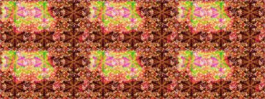 Raster illüstrasyonu. Kahverengi ve turuncu renklerde bahar çiçekleri. Çiçek ve yapraklı karalama şeklinde Raster çiçek deseni.
