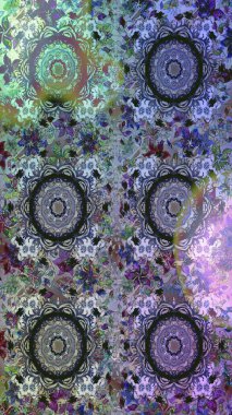 Tropik çiçek desenleri. Gri ve nötr renkte çiçekler. Raster illüstrasyonu.