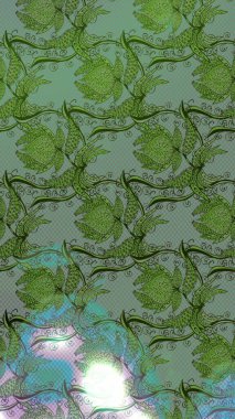 Hediye ambalaj kağıdı, tebrik kartları, posterler ve pankart tasarımı. Raster düz çiçek çizim deseni. Yeşil ve nötr renkte çiçekler.