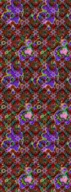 Üzerinde gelincikler ve vadi zambakları olan renkli çiçek desenli nakış deseni. Tekstil tasarımı için kırmızı ve kahverengi renkli geleneksel halk çiçekleri..