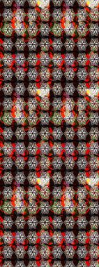 Raster illüstrasyonu. Egzotik çiçekler, botanik olarak parlak, siyah ve kahverengi renkler. Klasik tropikal doğal elementlerin suluboya seti.