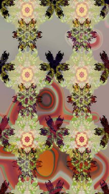 Düz Çiçek Elementleri Tasarımı. Renkli Bahar Teması eskiz kalıbı. Raster..