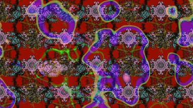 Klasik çiçek tasarımı elementleri. Raster illüstrasyonu. Kırmızı kıvırcık çiçekler kırmızı renkte şekillenir.