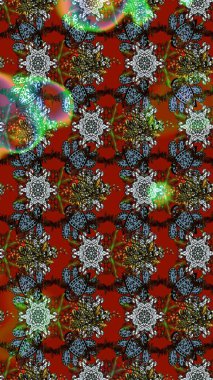 Kahverengi ve kırmızı renkte çiçekler. Raster illüstrasyonundaki çiçek desenli çizim. Renkli Bahar Teması eskiz kalıbı. Düz Çiçek Elementleri Tasarımı.